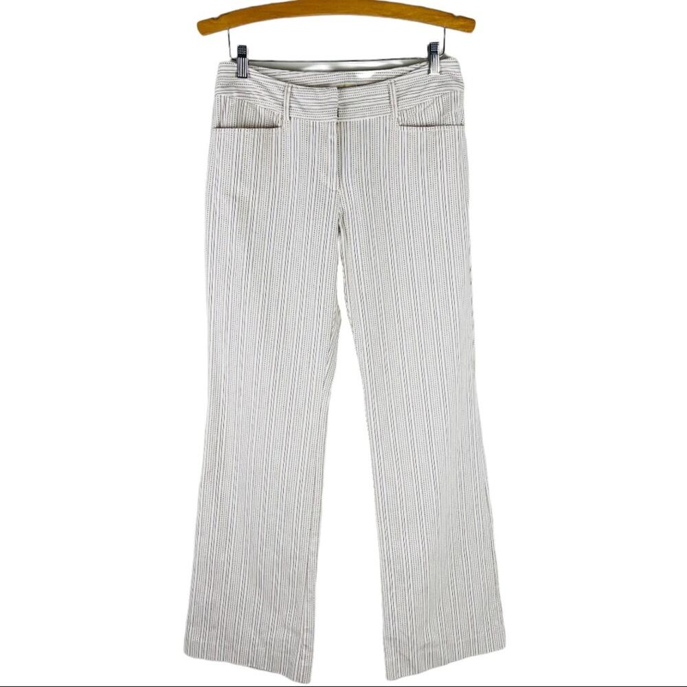 Michael Kors cream brown striped boot cut flare preppy light academia pants 8